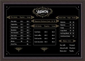 Drinks menu. at Sinamon in Mount Lawley