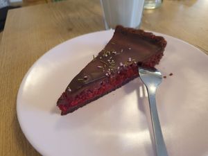 Himbeer Schoko Tarte at Mandala Café & Yoga in Oberstdorf