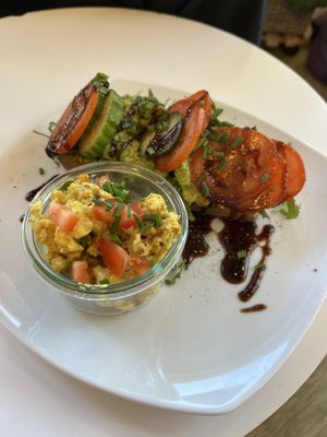 Avocado toast with side of ‘scrambled egg' tofu   at Mandala Café & Yoga in Oberstdorf