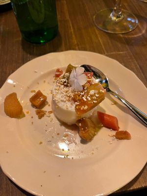 Desert - rhubarb pannacotta at Magu in Helsinki