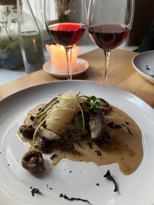 Roasted aubergine, shiitake, radish   at Magu in Helsinki