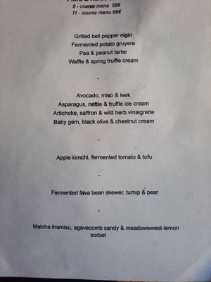 menu at Magu in Helsinki
