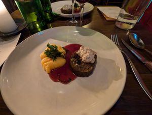 Mushroom loaf with pumpkin puree at Magu in Helsinki