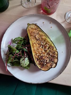 Spring menu 2025 - eggplant main at Magu in Helsinki