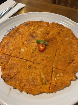 Vegan kimchi pancakees  at Kimchi Hop House in Dublin