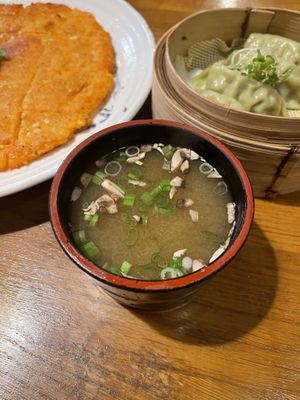 Vegan miso soupp  at Kimchi Hop House in Dublin