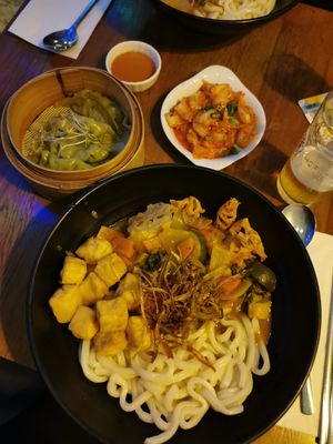 Fresh kimchi, dumplings and curry uddon at Kimchi Hop House in Dublin