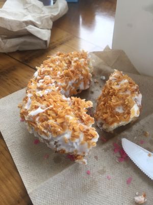 Vegan coconut donut at The Holy Donut in Scarborough