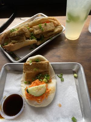 Banh mi and bao bun. Great lemonade too at Cris and John in Dallas