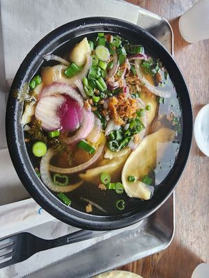 Dumpling noodle soup at Cris and John in Dallas