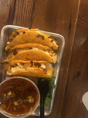 Tofu birria tacos   at Cris and John in Dallas