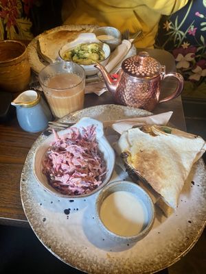 Vegan quesadilla with pink coleslaw   at The Purple Carrot in Malton
