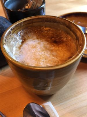 Crème brûlée latte  at The Purple Carrot in Malton