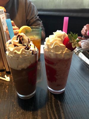 Vegan chocolate & strawberry milkshakes  at Burgatory - McHolme Dr in Pittsburgh
