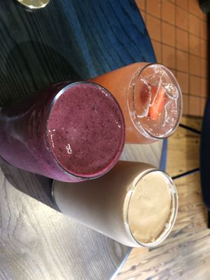 Smoothies (Elvis, Raspberry Lemonade, and Love)  at Life Alive Organic Cafe in Boston