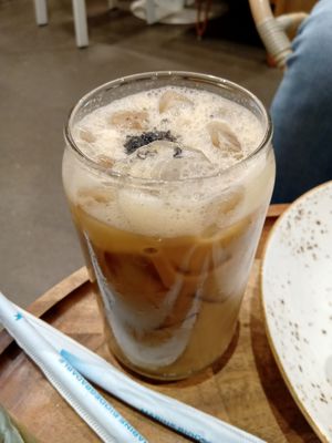Iced caramel sea salt latte at Life Alive Organic Cafe in Boston