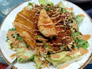Mexicali tostada salad
 at Life Alive Organic Cafe in Boston