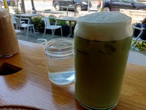 Iced matcha at Life Alive Organic Cafe in Boston
