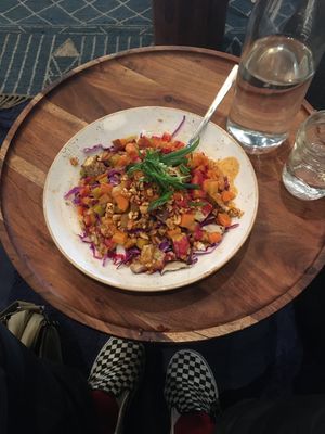 Thai peanut sutra with roasted tofu at Life Alive Organic Cafe in Boston