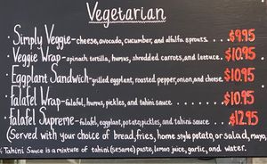 Veggie menu at Riverfront Cafe in Petaluma
