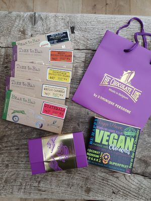 selection of vegan products  at The Chocolate Line in Bruges