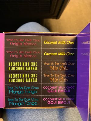 Flavours in the box at The Chocolate Line in Bruges