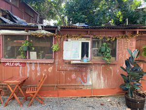 Small walk up window on the side of a bug building. Easy to miss if you’re driving to find it.  at The Cosmic Kitchen in Haleiwa