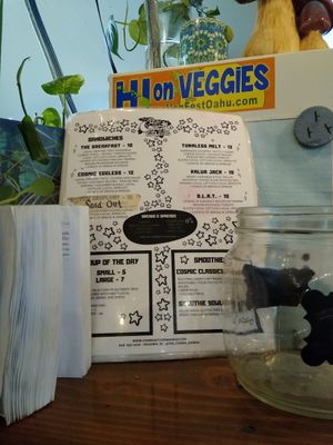 Menu December 2021 at The Cosmic Kitchen in Haleiwa