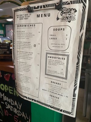 Menu November 2019 at The Cosmic Kitchen in Haleiwa