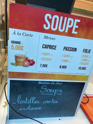 Special soup of the day. at Zumo Smoothies Bar - Georges Pompidou Hospital in Paris