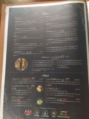 Part of menu at Thai Ute in Ringwood East