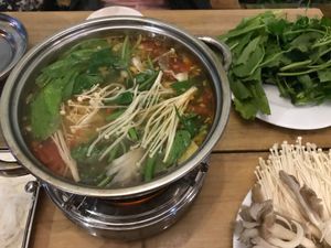 Vegan hot pot heaven! Broth was so light and flavorful. What a treat. at Veggie Box in Phong Nha