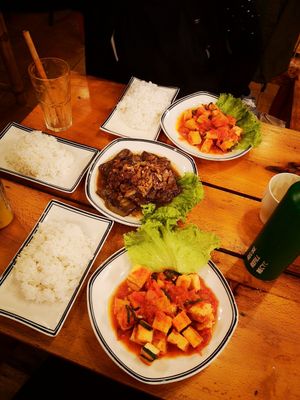 Tofu in tomato saus & eggplant at Veggie Box in Phong Nha