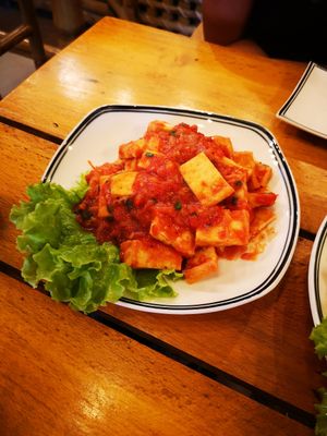 Tofu in tomato saus. Delicious! at Veggie Box in Phong Nha