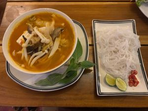 Vegan soup at Veggie Box in Phong Nha
