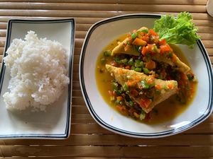 Stuffed tofu at Veggie Box in Phong Nha