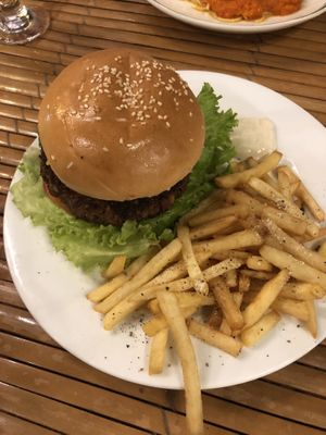 Red bean burger at Veggie Box in Phong Nha