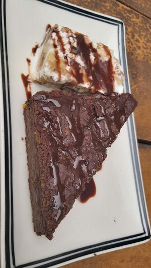 Choc brownie and banana ice cream at Veggie Box in Phong Nha