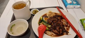 Ordered the Duck Hor Fun & Passion Fruit cold drink for lunch. Yummy  ! at Green Bliss Habitat 綠福苑 - Fortune Centre in Central Singapore