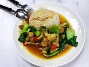 Monkey Head Mushroom Rice $5.50 at Green Bliss Habitat 綠福苑 - Fortune Centre in Central Singapore