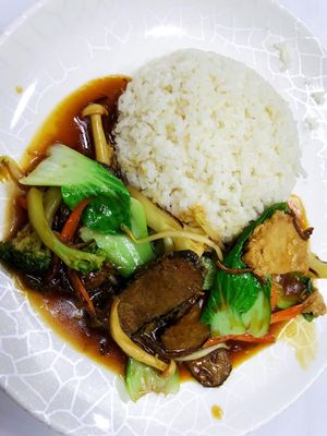 Vegetarian fish with ginger rice $4 at Green Bliss Habitat 綠福苑 - Fortune Centre in Central Singapore