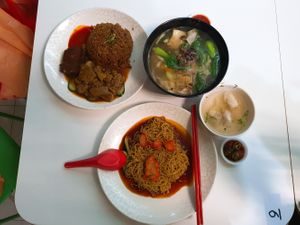 Vege duck rice, wonton soup and wonton noodles at Green Bliss Habitat 綠福苑 - Fortune Centre in Central Singapore