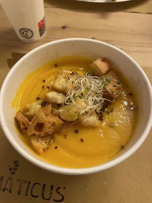 Carrot and ginger soup  at Aromaticus in Rome