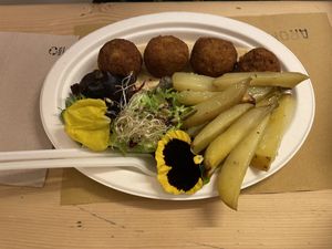 Soy “meatballs"  at Aromaticus in Rome