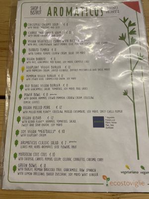 Clearly labeled vegan options!  at Aromaticus in Rome