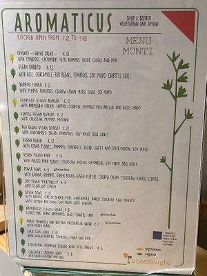 Menu (July 2023) at Aromaticus in Rome