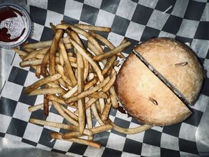Pulled pork sammy. They make it with jackfruit which isn’t my favorite but it still tasted pretty good to me  at Jekyll & Hyde's Gastropub in Erie