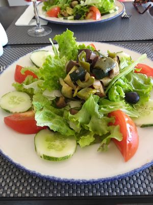 The Greek Salad with olives instead of feta cheese at Pizza N'Areia in Porto Santo