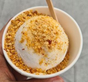 Coconut ice cream with peanuts at Co+Nut+Ink - Esplanade in Central Singapore