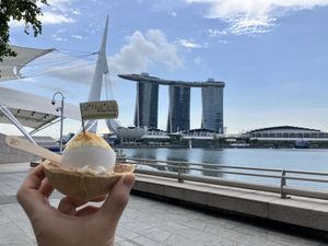 View with Marina Bay Sands  at Co+Nut+Ink - Esplanade in Central Singapore